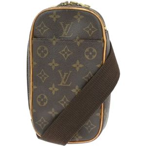 Louis Vuitton Vintage, Pre-owned, Dames, Bruin, ONE Size, Leer, Tweedehands Canvas Louis Vuitton tassen