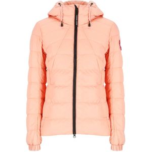 Canada Goose, Jassen, Dames, Oranje, S, Gewatteerde Oranje Donsjas met Capuchon