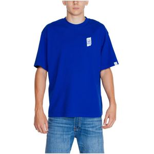 Replay, Tops, Heren, Blauw, S, Katoen, Blauw Ronde Hals T-Shirt Mannen