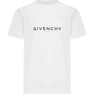 Givenchy, Tops, Heren, Wit, M, Katoen, Witte Ribgebreide T-shirts en Polos