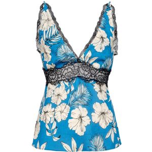 Pinko, Tops, Dames, Veelkleurig, S, Polyester, Mouwloze top met grafische bloemenjacquard