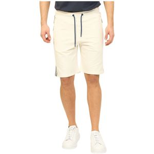 Bikkembergs, Korte broeken, Heren, Wit, XL, Katoen, Witte katoenen heren Bermuda shorts