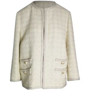 Gucci Vintage, Pre-owned, Dames, Beige, M, Wol, Pre-owned Wool outerwear