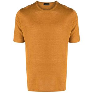 Roberto Collina, Tops, Heren, Oranje, S, Moderne Gebreide T-shirt