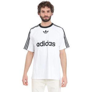 Adidas Originals, Tops, Heren, Wit, M, Polyester, Iconische Trifoglio Wit T-shirt