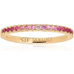 Sif Jakobs Jewellery, Accessoires, Dames, Geel, 54 MM, Vergulde Ring met Roze Zirkonia