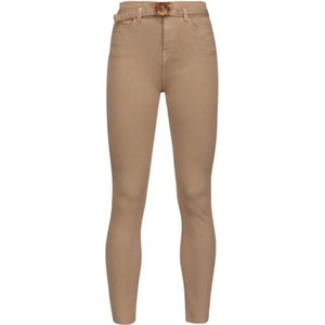 Pinko, Broeken, Dames, Beige, W28, Denim, Figuurvormende Skinny Jeans