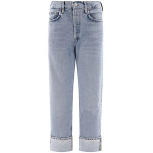 Agolde, Laaghangende Katoenen Jeans Blauw, Dames, Maat:W27