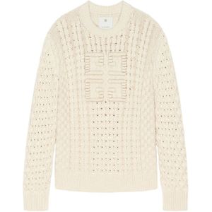 Givenchy, Truien, Heren, Wit, S, Katoen, Witte Oversized Sweater met 4G Embleem