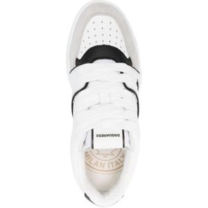 Dsquared2, Schoenen, Dames, Veelkleurig, 37 EU, Zwarte Leren Panel Sneakers