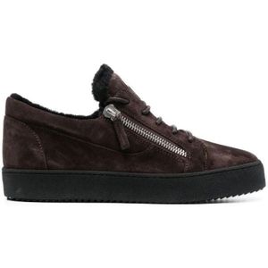 Giuseppe Zanotti, Elegante Bruine Gesloten Platte Sneakers Bruin, Heren, Maat:41 EU