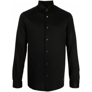 Emporio Armani, Zwarte Lyocell Blend Overhemd Zwart, Heren, Maat:2XL