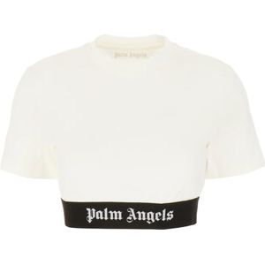 Palm Angels, Tops, Dames, Wit, XS, Katoen, T-Shirts