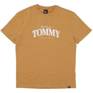 Tommy Hilfiger, Tops, Heren, Geel, XL, Varsity Luxe Tee - Alchemy Yellow