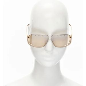 Gucci Vintage, Pre-owned, Dames, Bruin, ONE Size, Tweed, Pre-owned Metal sunglasses