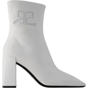 Courrèges, Schoenen, Dames, Wit, 36 EU, Leer, Witte Leren Enkellaarzen