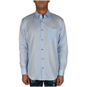 Roberto Cavalli, Overhemden, Heren, Blauw, XL, Katoen, Overhemd