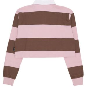 Karl Kani, Tops, Dames, Roze, S, Katoen, Gestreepte Rugby Lange Mouw Crop Top