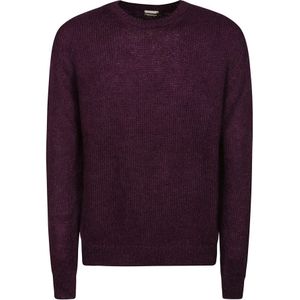 Massimo Alba, Truien, Heren, Paars, L, Wol, Mohair Wol Crew Neck Sweater