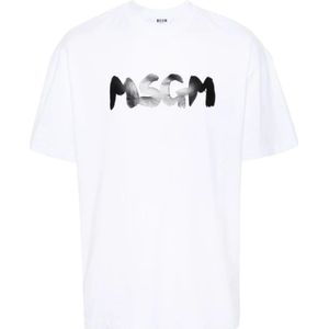 Msgm, T-Shirts Wit, Heren, Maat:M