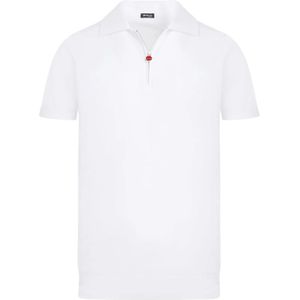 Kiton, Polo T-shirt met rits en piqué kraag Wit, Heren, Maat:S
