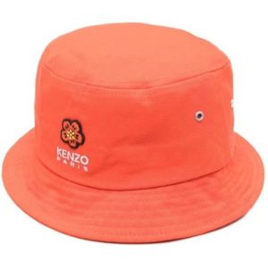 Kenzo, Stijlvolle heren logo-geborduurde emmerhoed Oranje, Heren, Maat:S