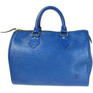Louis Vuitton Vintage, Pre-owned, unisex, Blauw, ONE Size, Tweed, Tweedehands leren Louis Vuitton tassen
