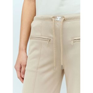 Courrèges, Broeken, Dames, Beige, S, Polyester, Geborduurde Track Pants