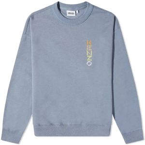 Kenzo, Sweatshirts & Hoodies, Heren, Blauw, M, Katoen, Blauwe Katoenen Sweatshirt met Logodetail