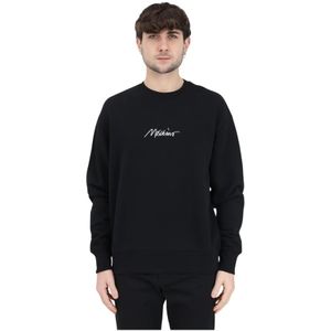 Moschino, Sweatshirts & Hoodies, Heren, Zwart, L, Katoen, Zwarte Crewneck Sweater met Logo