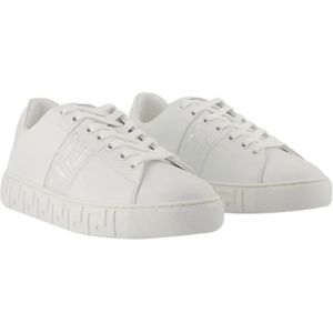 Versace, Schoenen, Dames, Wit, 41 EU, Katoen, Cotton sneakers