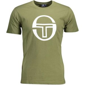 Sergio Tacchini, Tops, Heren, Groen, 2Xl, Print Logo Ronde Hals T-Shirt