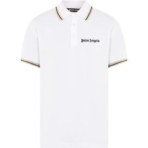 Palm Angels, Tops, Heren, Wit, L, Klassiek Logo Polo Shirt