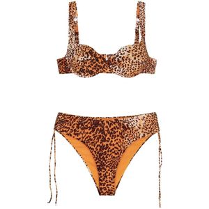 Me-Fui, Badkleding, Dames, Veelkleurig, M, Polyester, Gestreepte Bikini Set met Beugel en Volledige Bedekking Onderkant