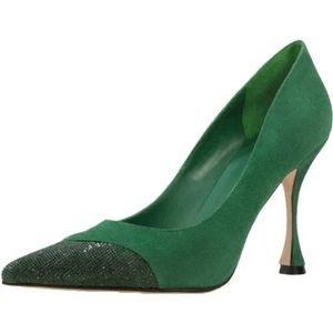 Lola Cruz, Schoenen, Dames, Groen, 36 EU, Leer, Glinsterende Groene Leren Pumps