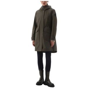 Woolrich, Militaire Lange Parka Groen, Dames, Maat:S