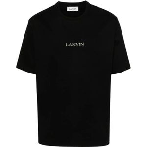 Lanvin, Tops, Heren, Zwart, L, Katoen, Geborduurde Unisex T-shirts en Polos