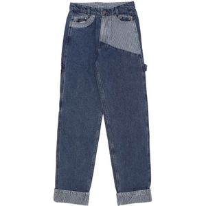 Karl Kani, Block Denim Baggy Workwear Pants Blauw, Heren, Maat:W34