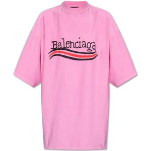 Balenciaga, Tops, Dames, Roze, L, Katoen, Oversized T-shirt