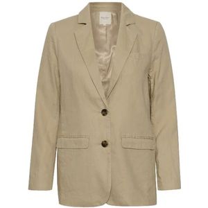 Part Two, Jassen, Dames, Beige, S, Linnen, Delicate Linnen Blazer met Relaxte Pasvorm