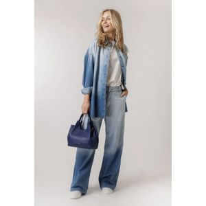 My Essential Wardrobe, Blouses & Shirts, Dames, Blauw, XS, Denim, Blauwe Dip Dye Denim Blouse Oversized