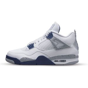 Jordan, Schoenen, Heren, Grijs, 47 1/2 EU, Leer, Midnight Navy Air Jordan 4 Sneakers