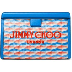 Jimmy Choo, Tassen, Dames, Veelkleurig, ONE Size, Avenue Tassen Blauw Diamant Print