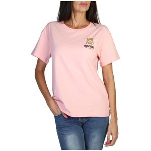Moschino, Lente/Zomer Dames T-shirt Roze, Dames, Maat:S