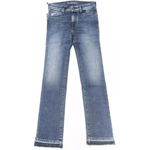 Jacob Cohën, Jeans, Dames, Blauw, W30, Denim, Blauwe Slim Fit Jeans met Franjes