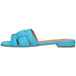 Bibi Lou, Schoenen, Dames, Blauw, 38 EU, Leer, Blauwe Leren Vierkante Neus Slipper