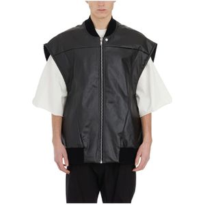 Rick Owens, Jassen, Heren, Zwart, L, Denim, Denim Gewatteerd Jumbo Flight Vest