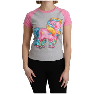 Moschino, Tops, Dames, Grijs, 3Xs, Katoen, My Little Pony Crew Neck T-shirt