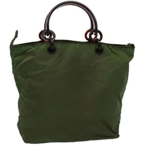 Prada Vintage, Pre-owned, Dames, Groen, ONE Size, Nylon, Pre-owned Nylon handbags