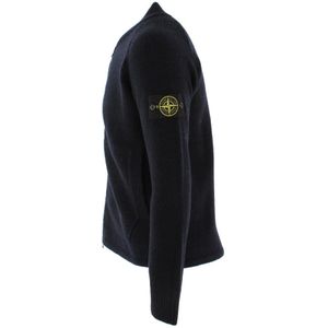 Stone Island, Truien, Heren, Blauw, S, Wol, Blauwe Heren Vest van Wolmix